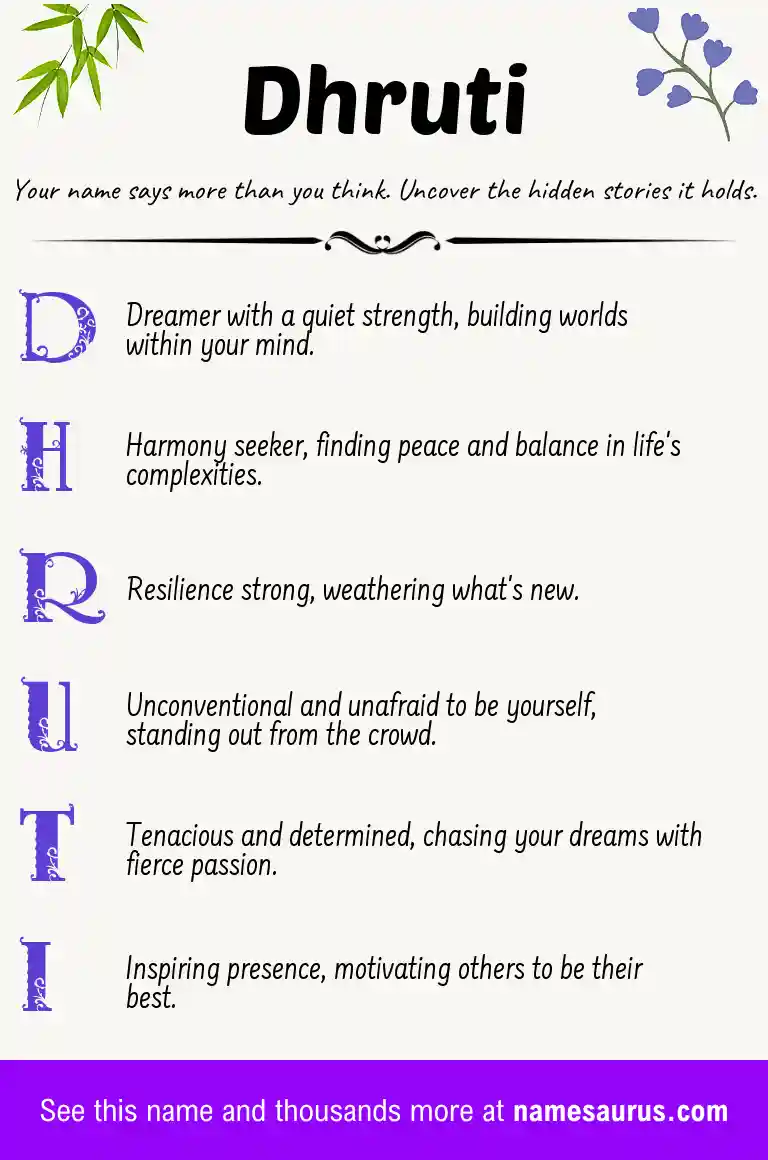 Acrostic poem about Dhruti.
