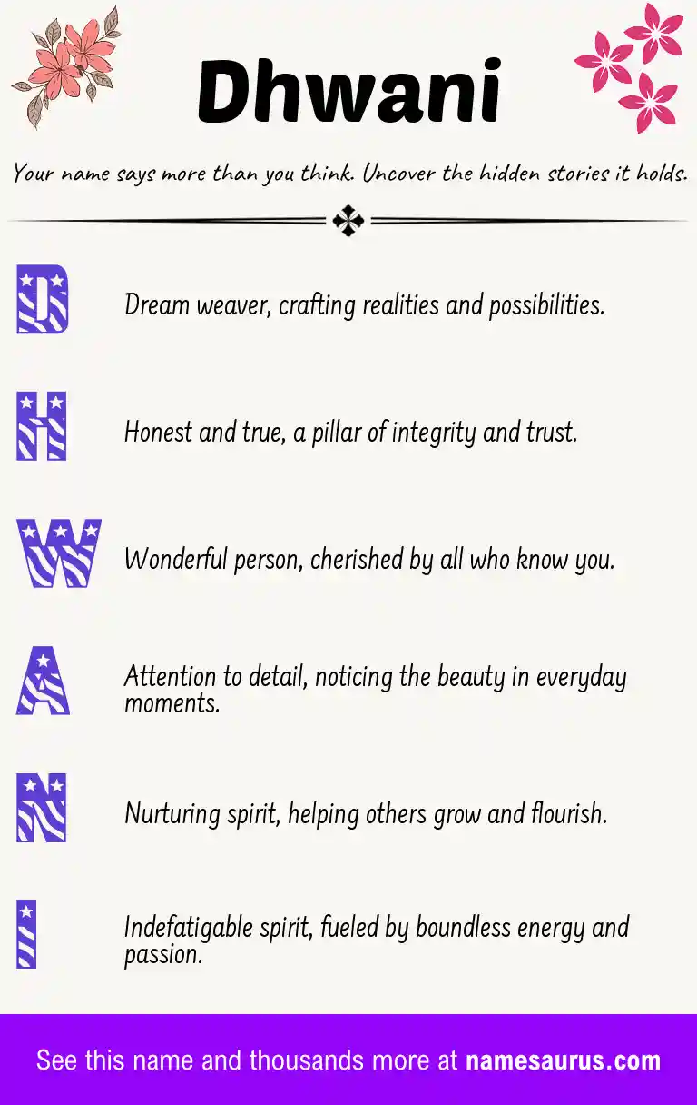 Acrostic poem about Dhwani.