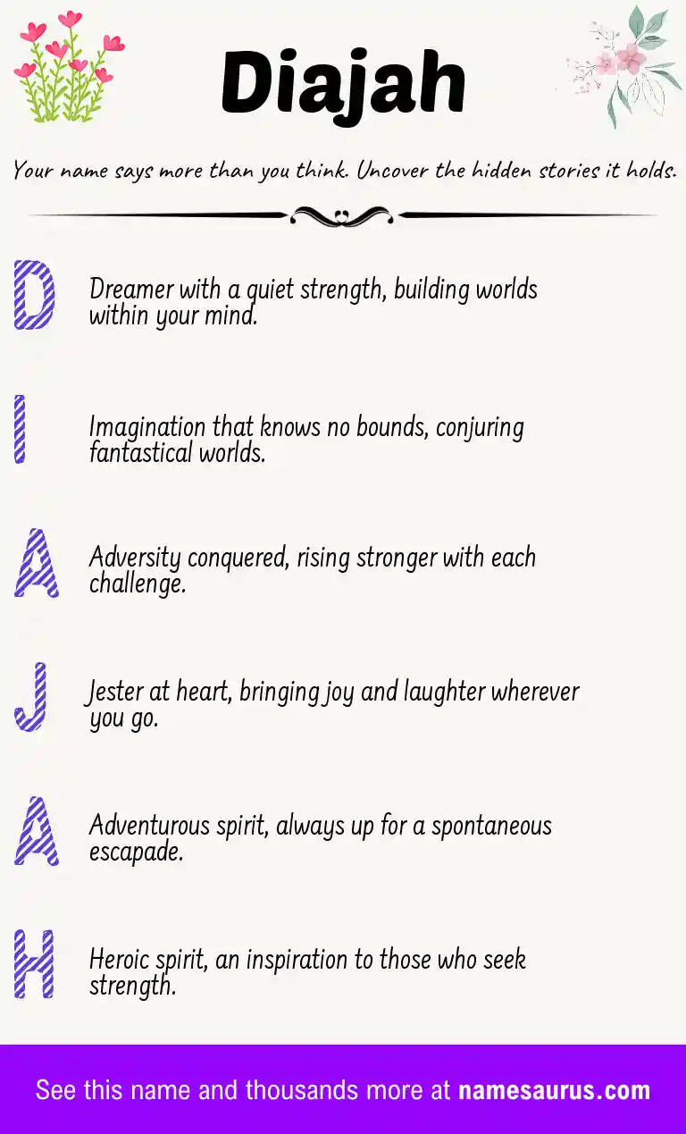 Acrostic poem about Diajah.
