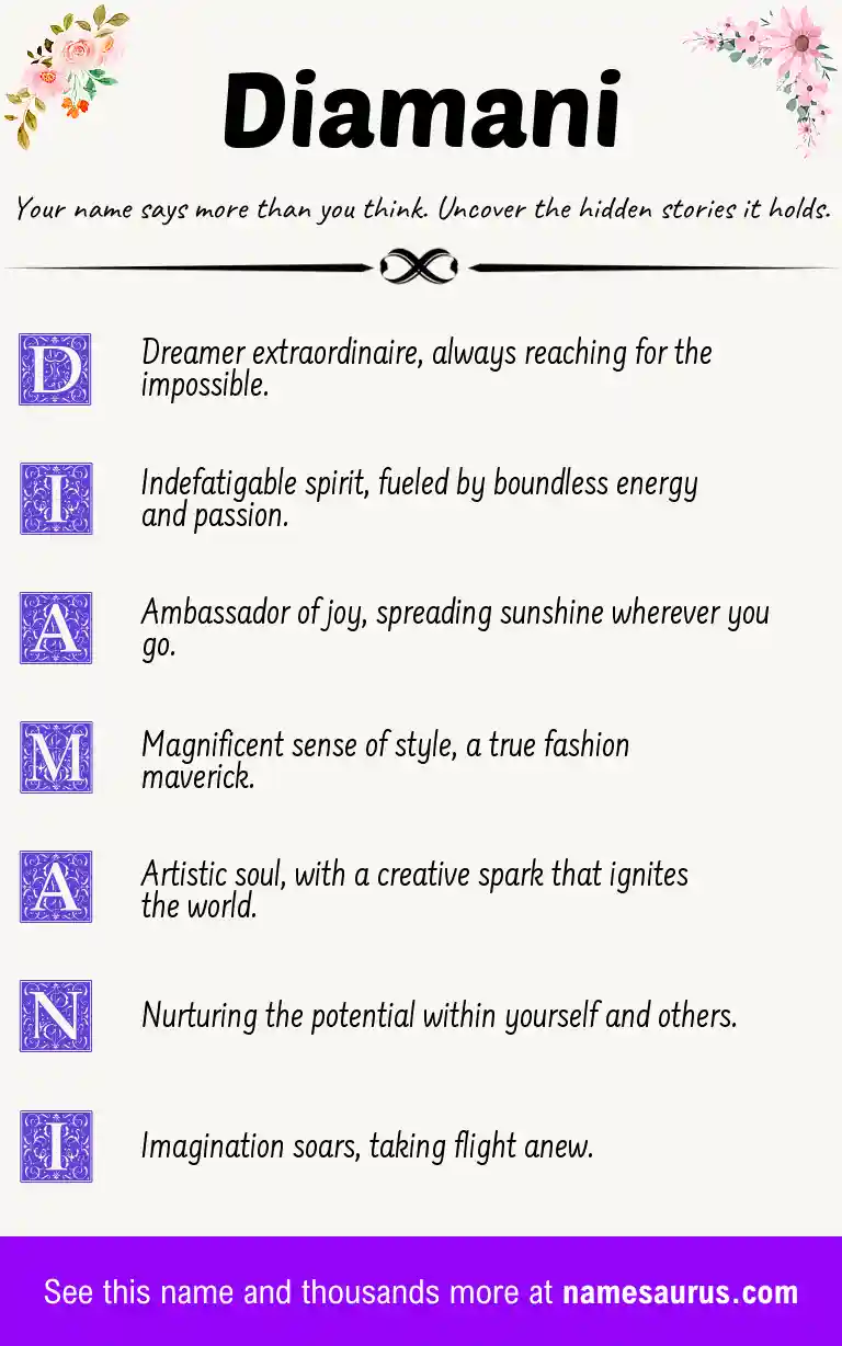 Acrostic poem about Diamani.