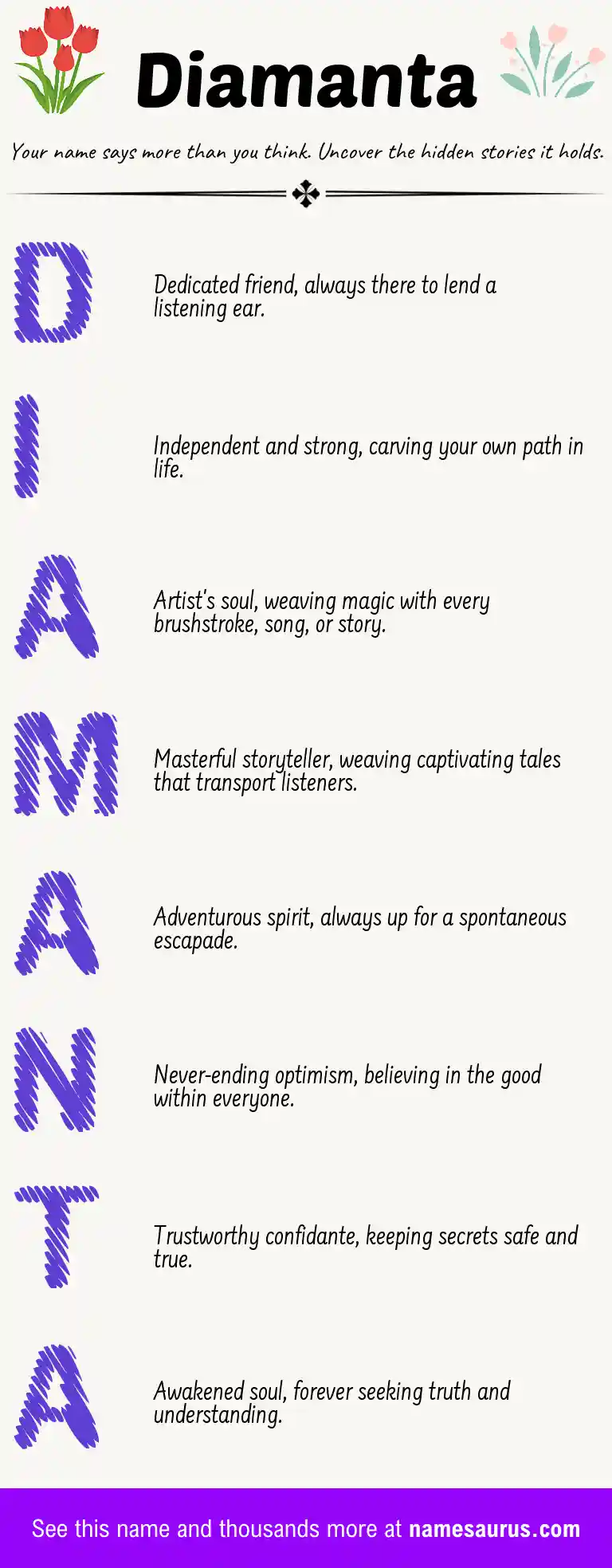 Acrostic poem about Diamanta.