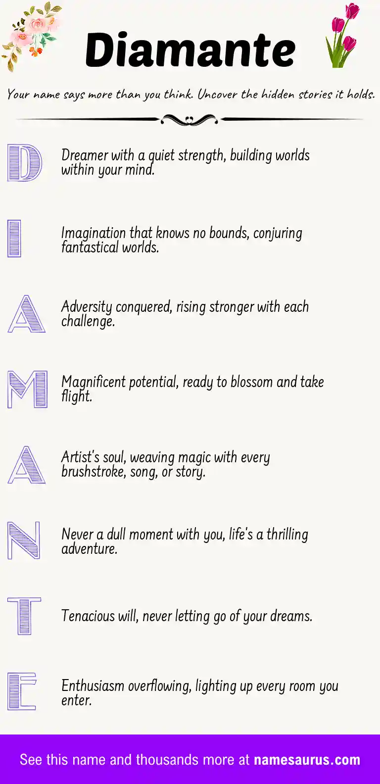 Acrostic poem about Diamante.
