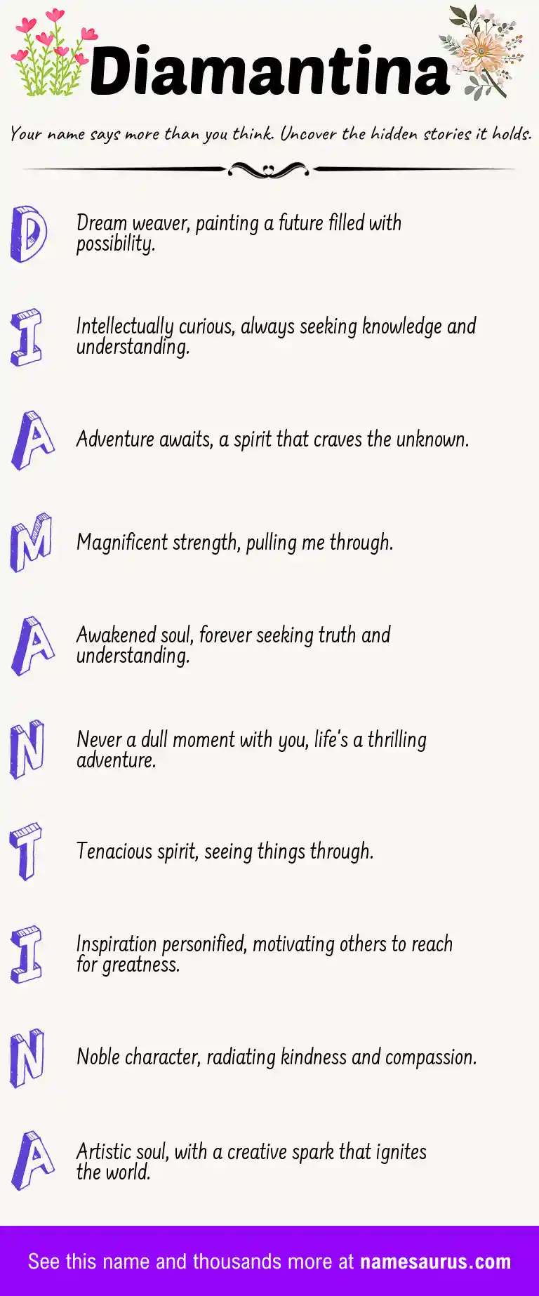 Acrostic poem about Diamantina.