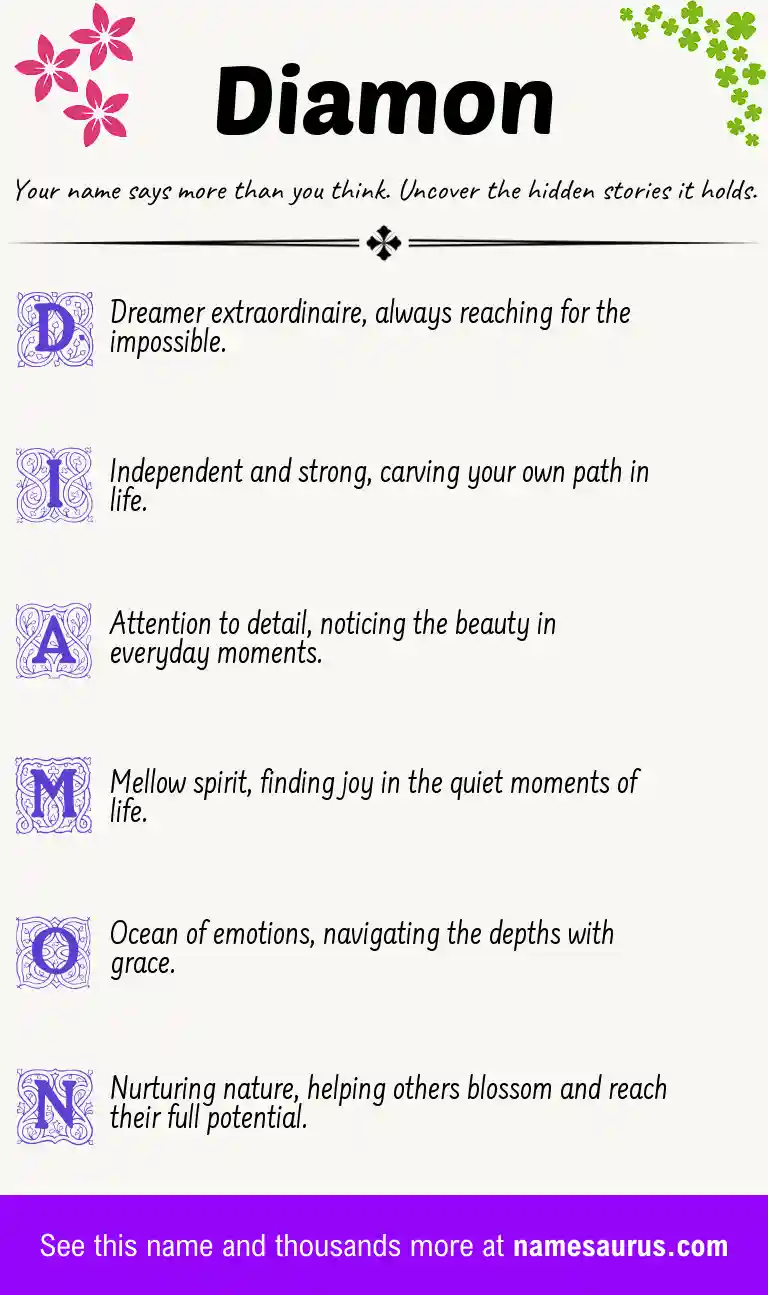 Acrostic poem about Diamon.