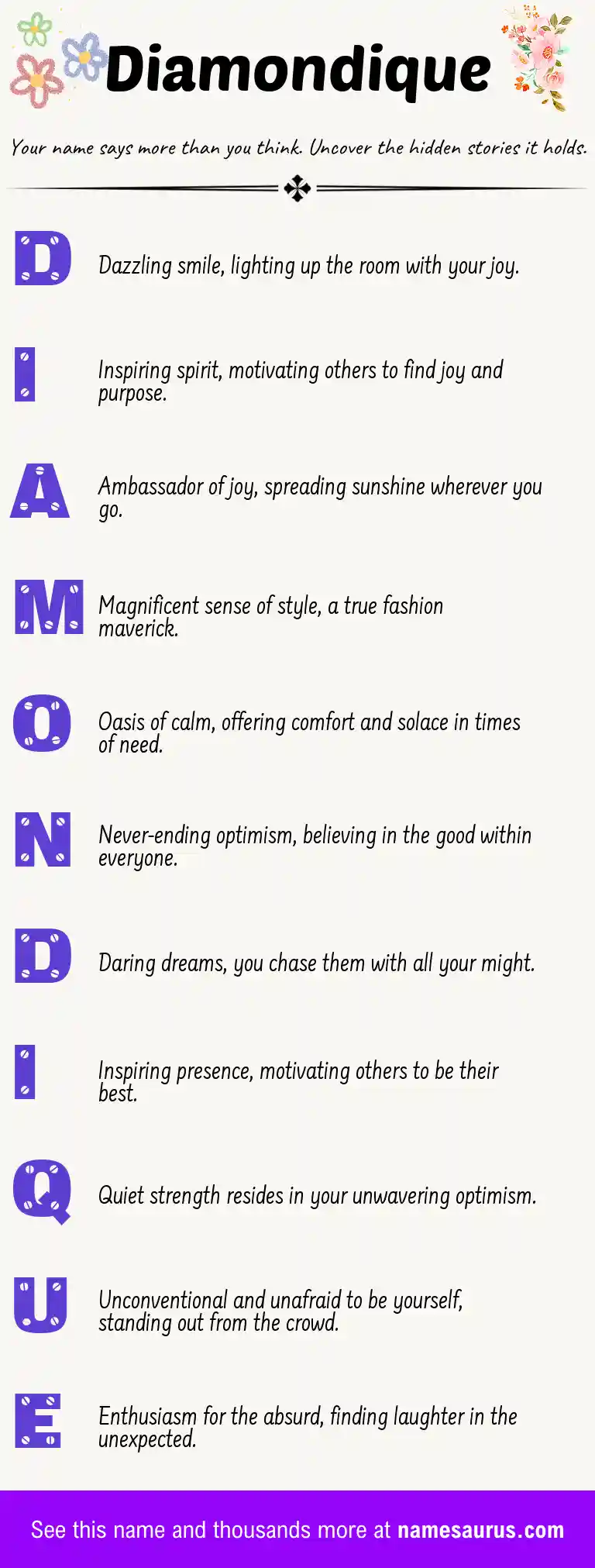 Acrostic poem about Diamondique.