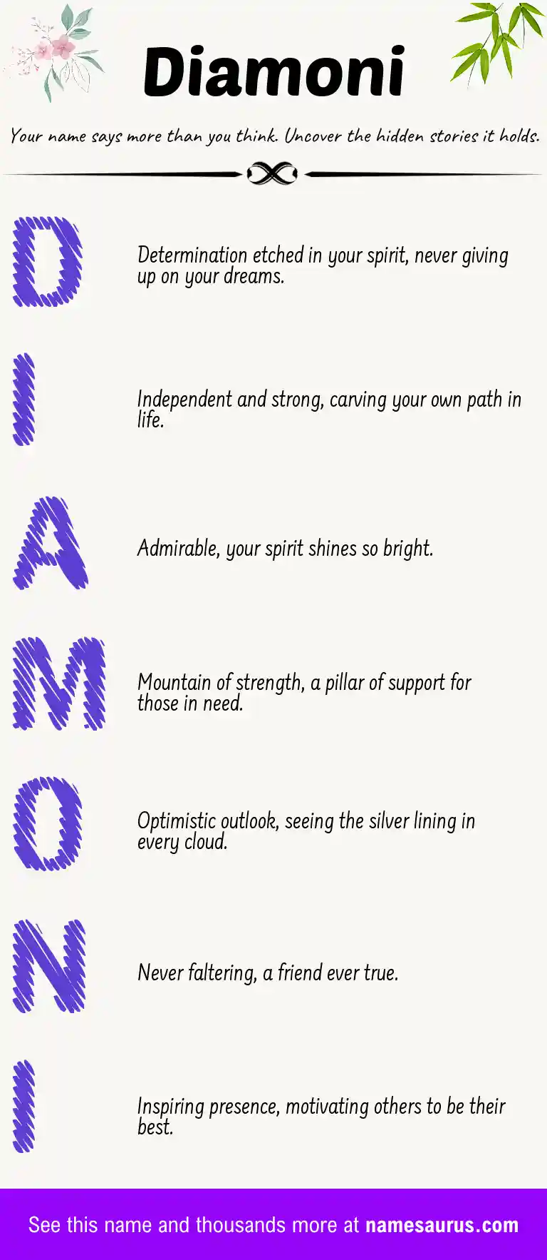 Acrostic poem about Diamoni.