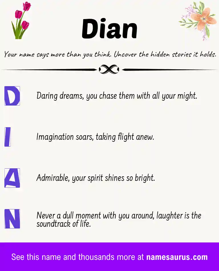 Acrostic poem about Dian.