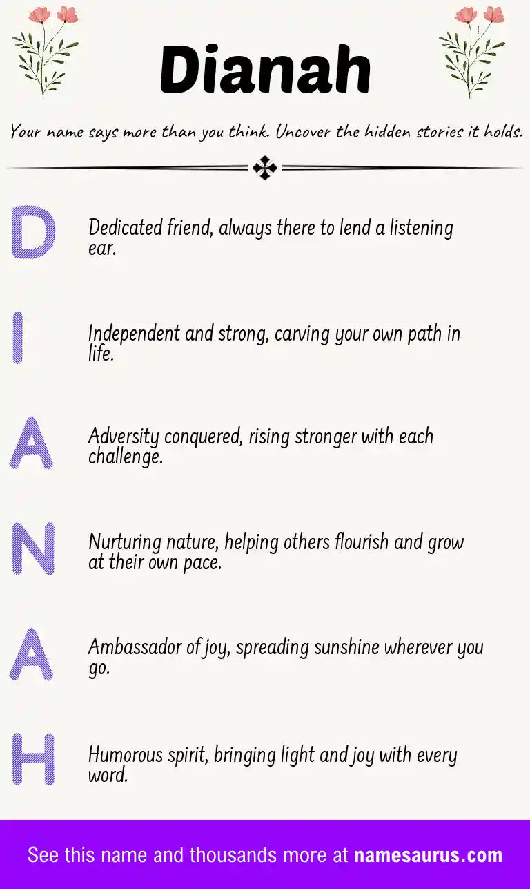 Acrostic poem about Dianah.