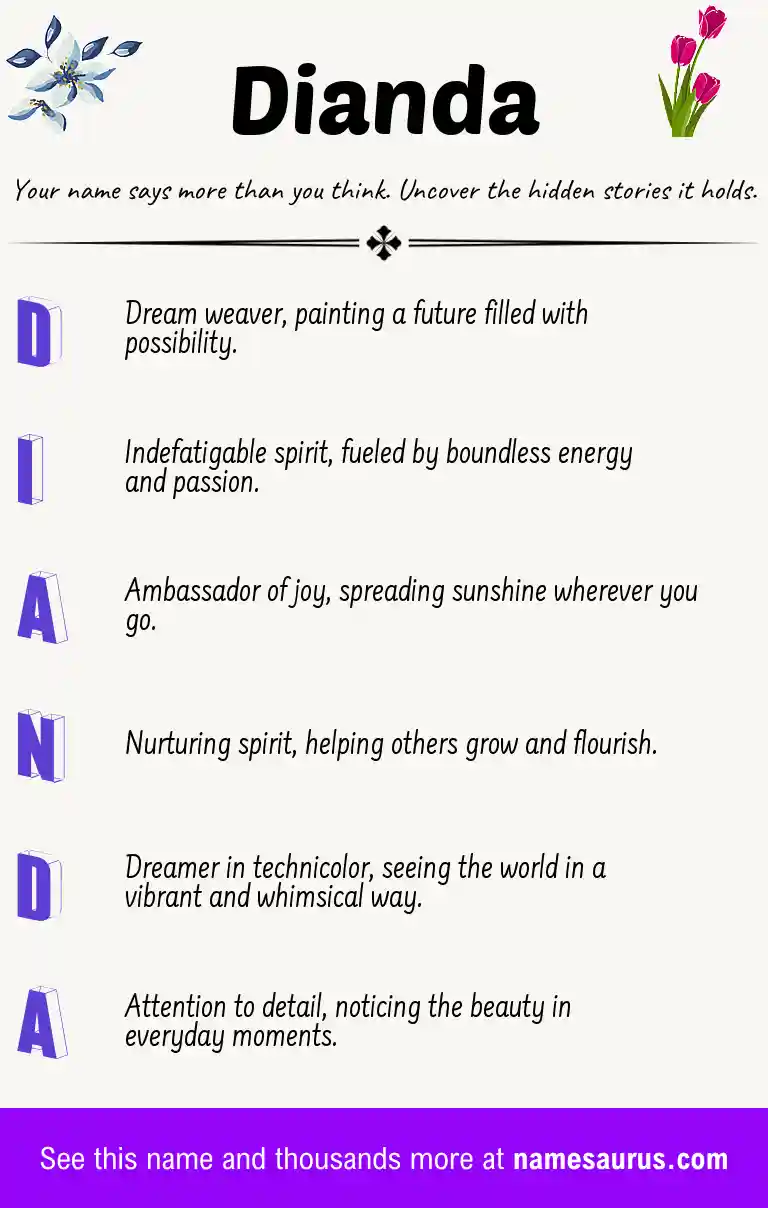 Acrostic poem about Dianda.