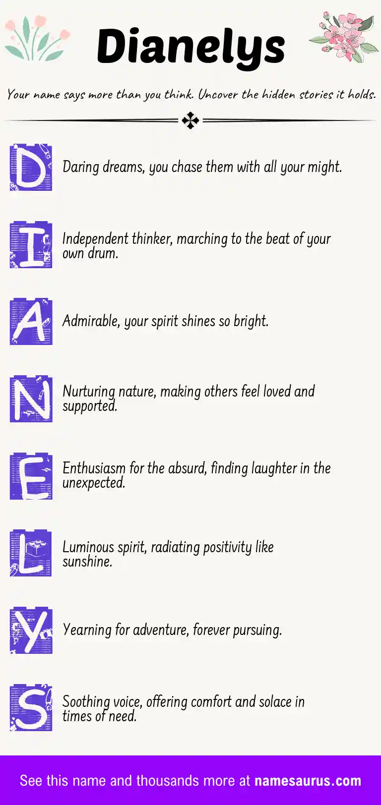 Acrostic poem about Dianelys.