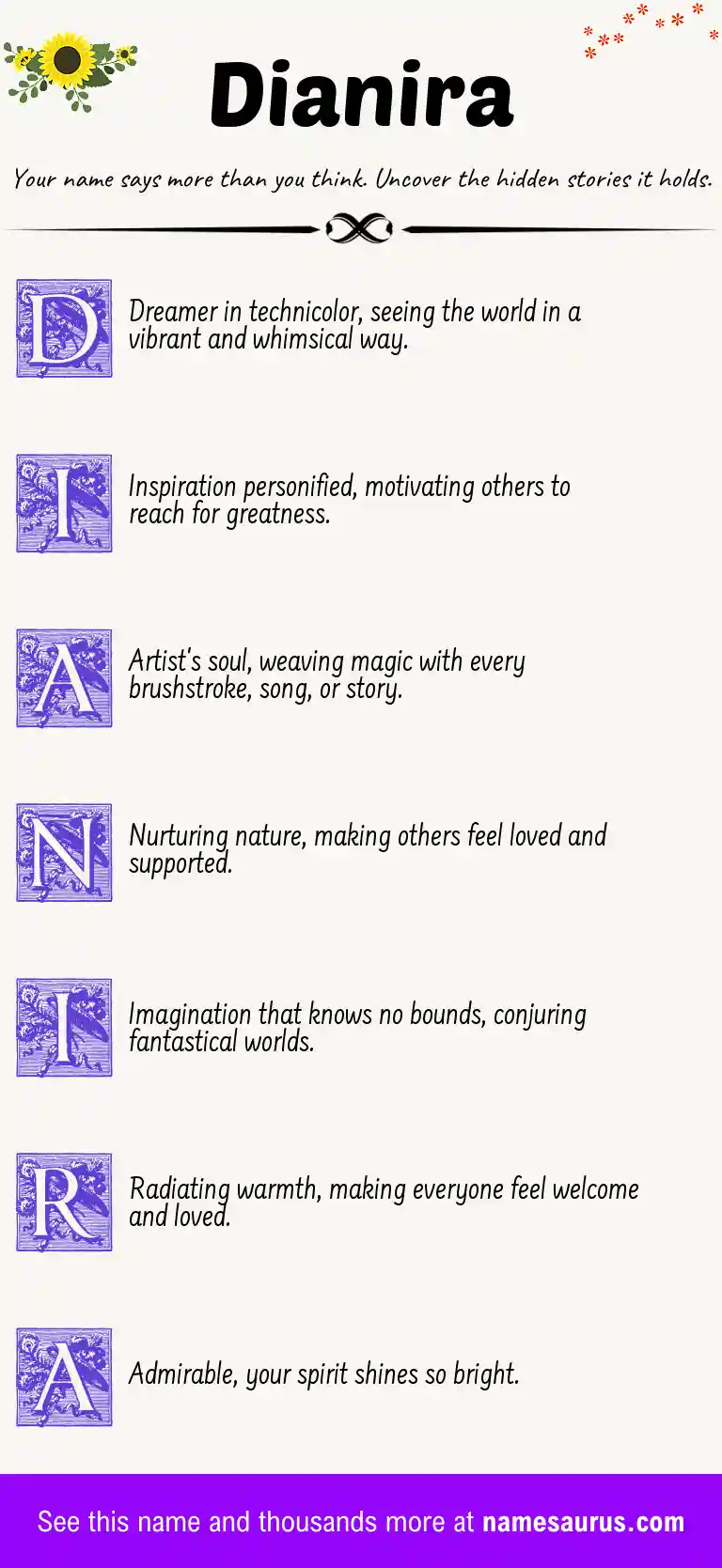 Acrostic poem about Dianira.