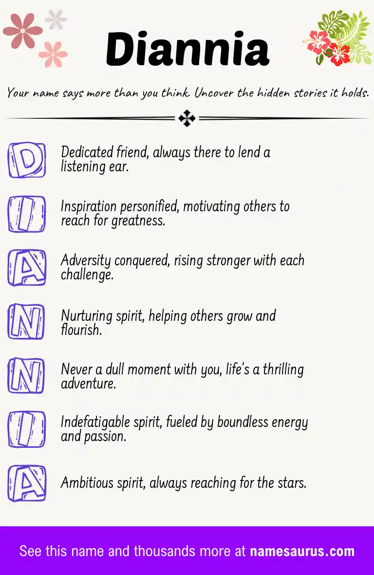 Acrostic poem about Diannia.