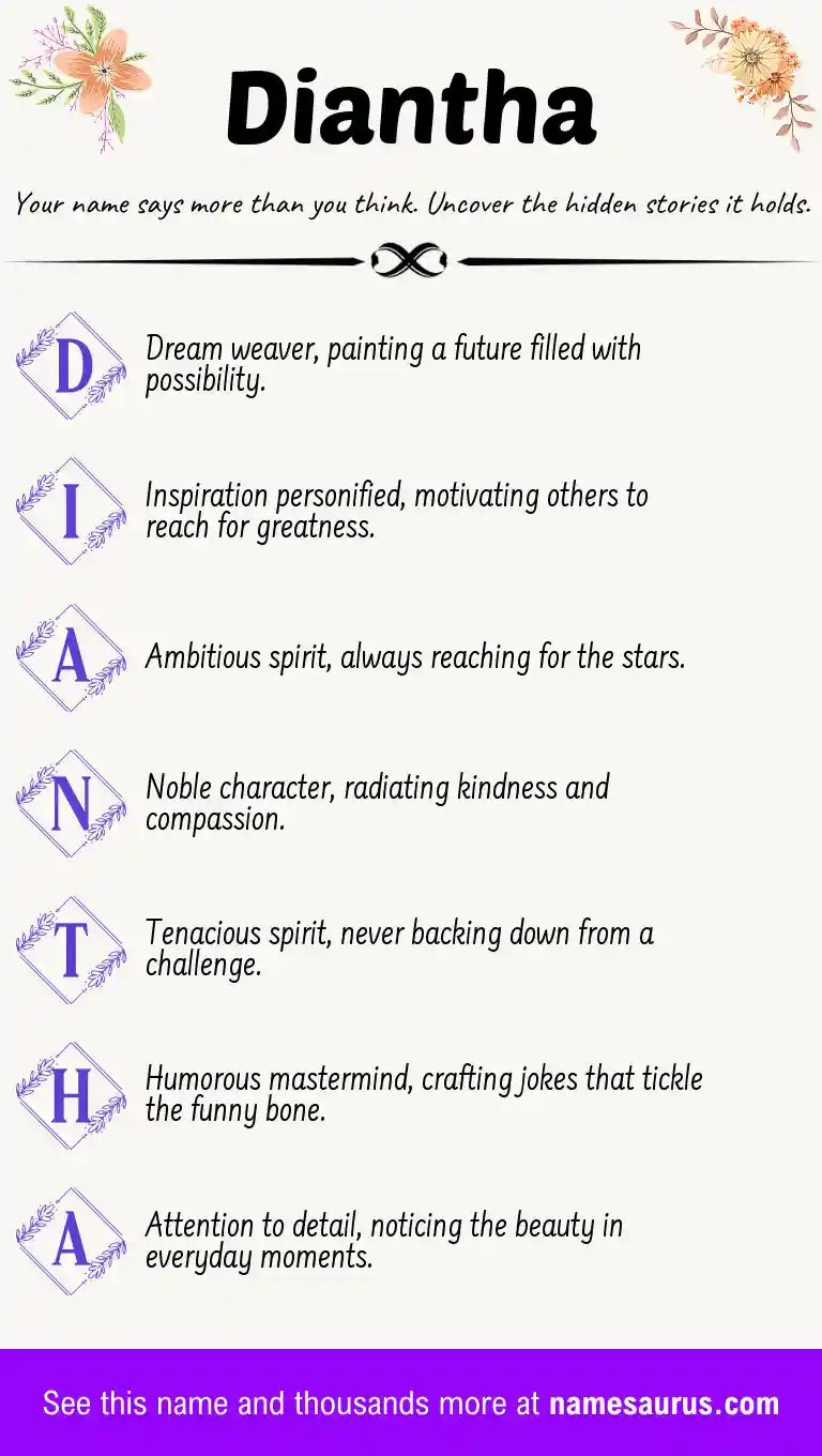 Acrostic poem about Diantha.