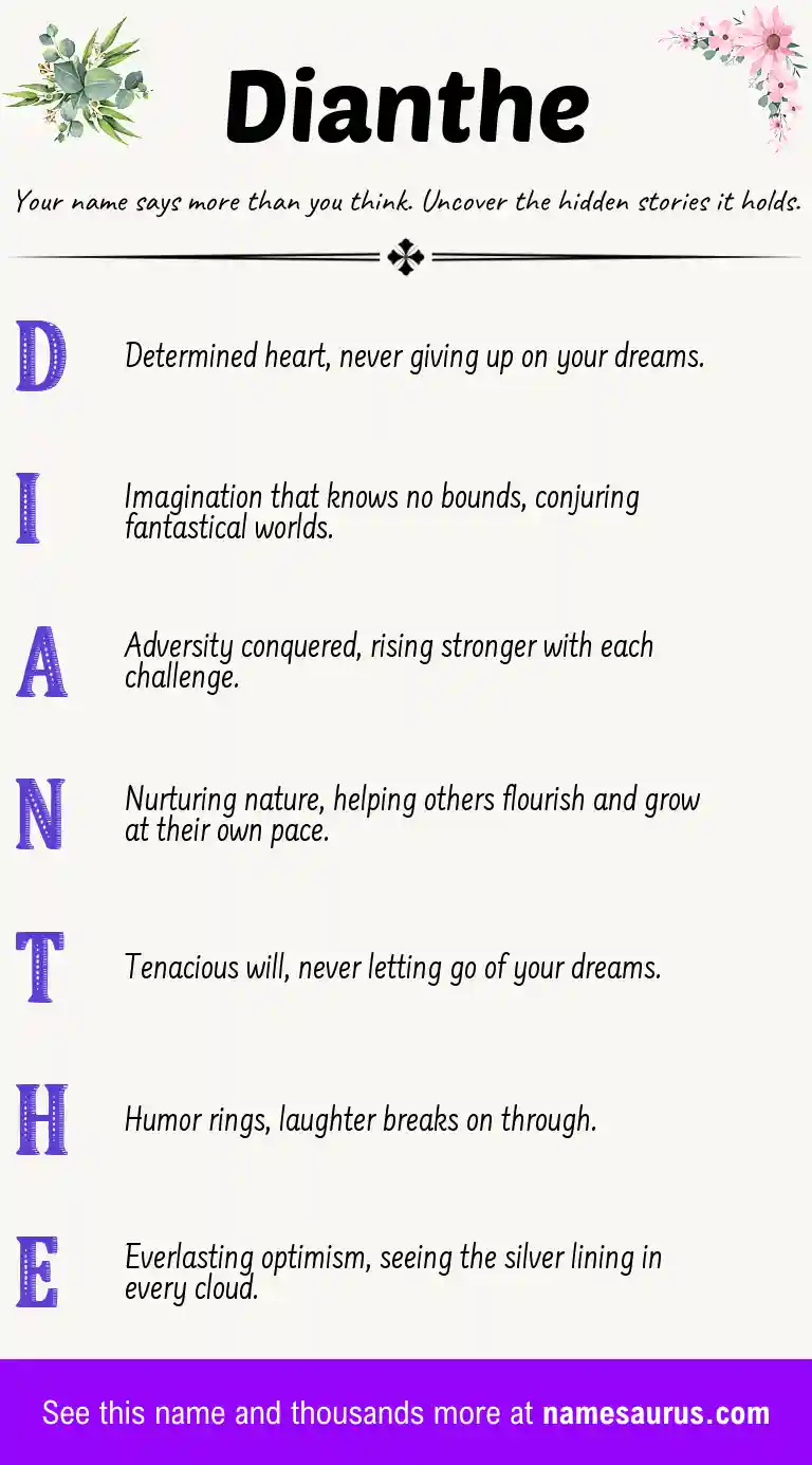 Acrostic poem about Dianthe.