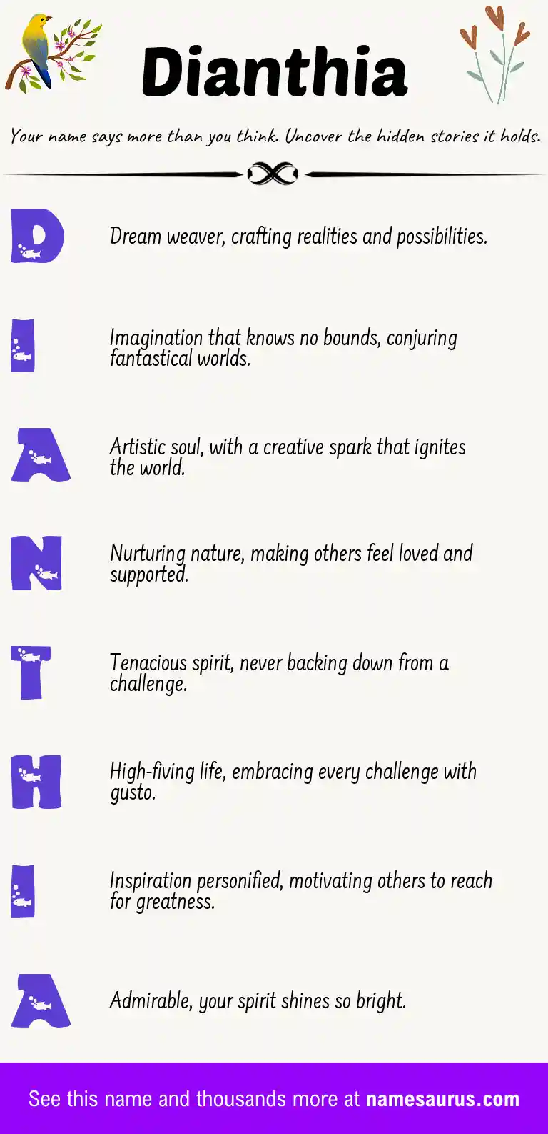 Acrostic poem about Dianthia.