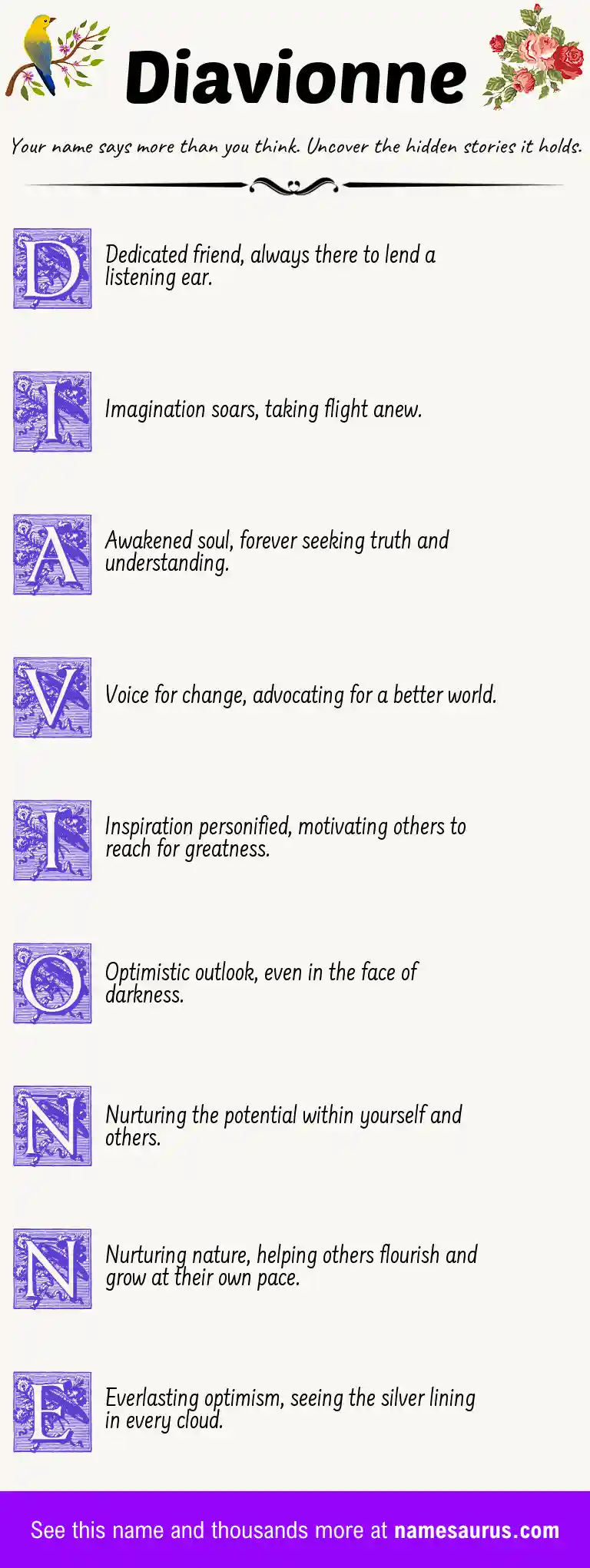 Acrostic poem about Diavionne.