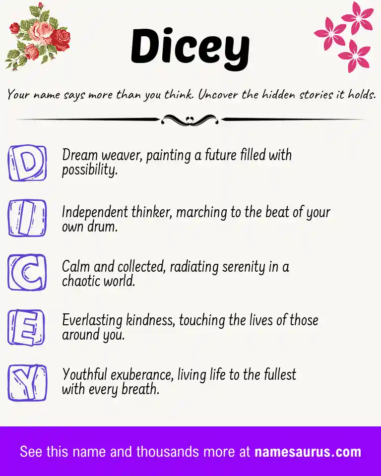 Acrostic poem about Dicey.