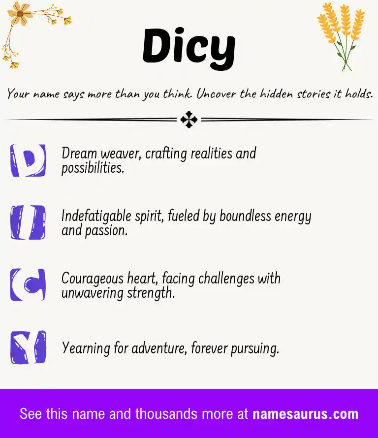 Acrostic poem about Dicy.