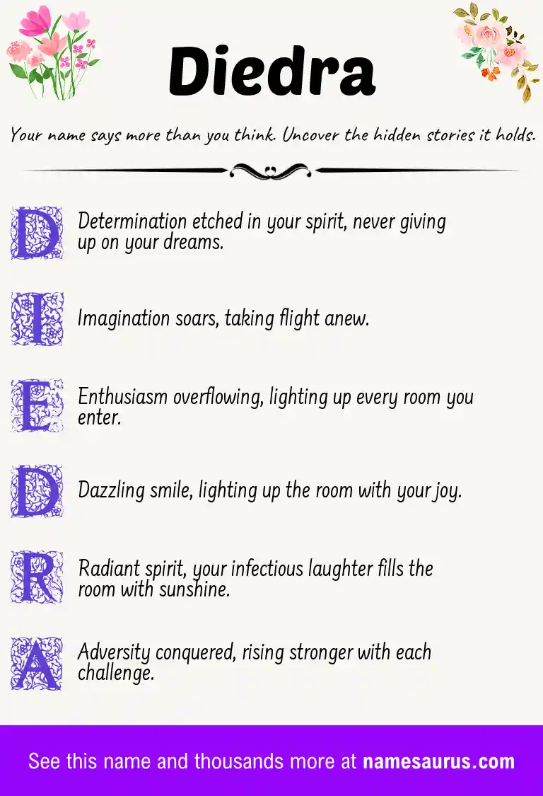 Acrostic poem about Diedra.
