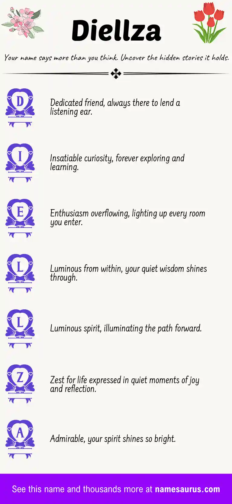 Acrostic poem about Diellza.