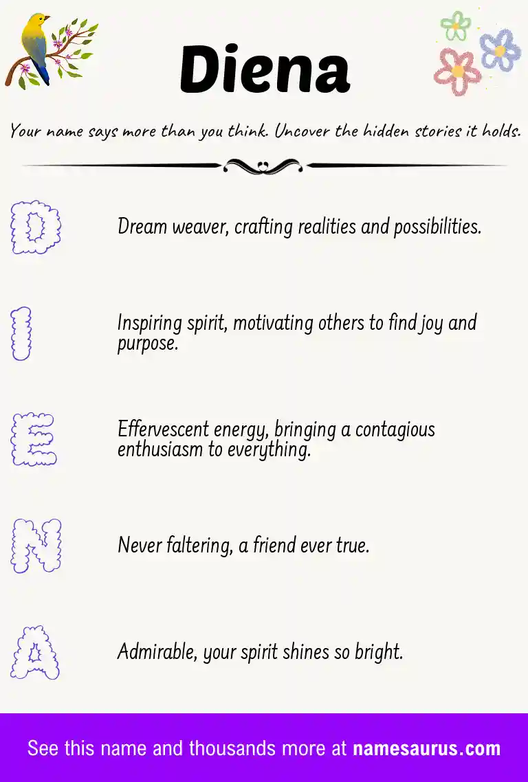 Acrostic poem about Diena.