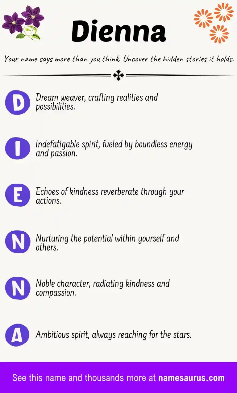 Acrostic poem about Dienna.