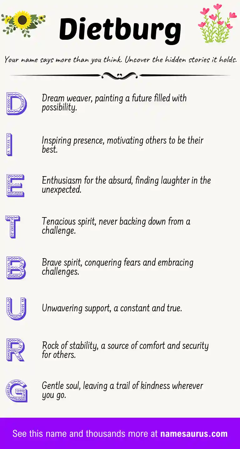Acrostic poem about Dietburg.