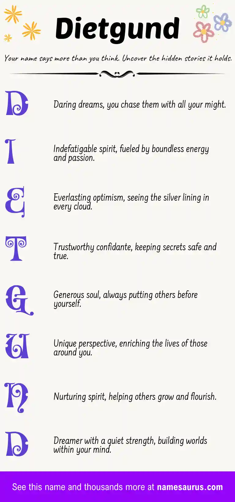 Acrostic poem about Dietgund.