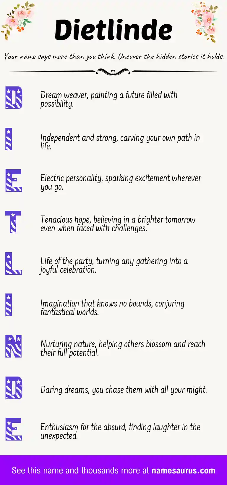 Acrostic poem about Dietlinde.
