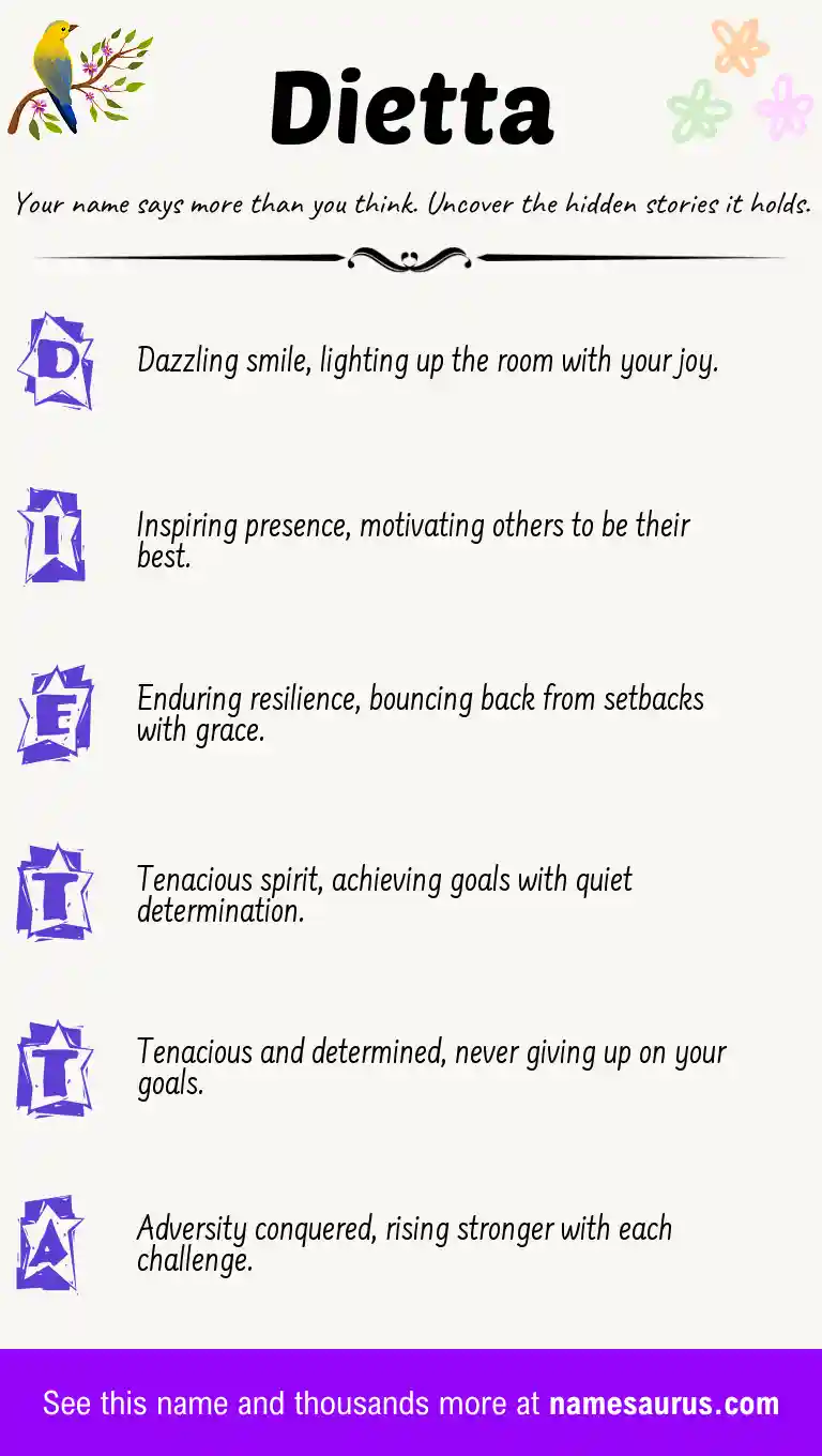 Acrostic poem about Dietta.