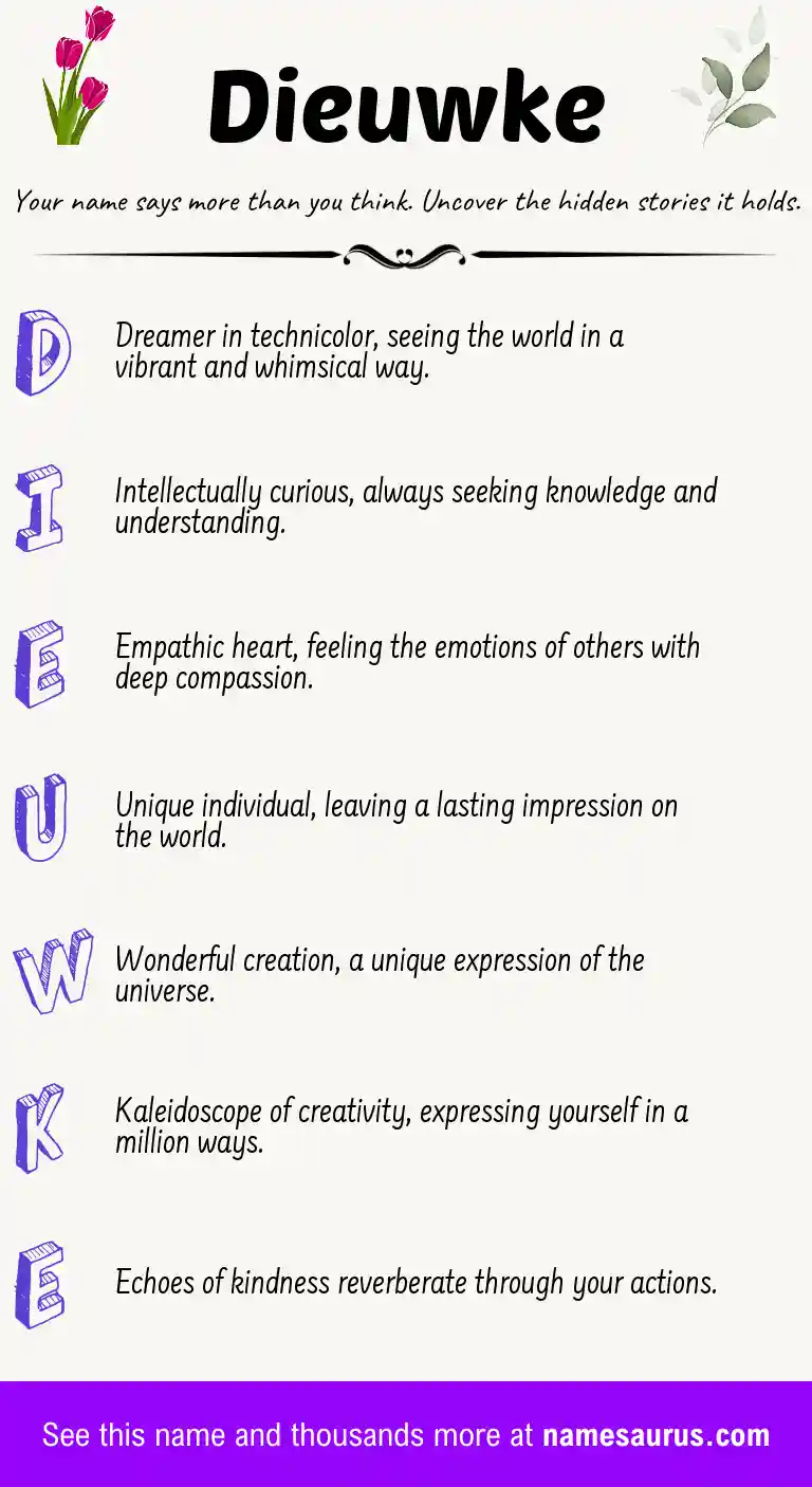Acrostic poem about Dieuwke.
