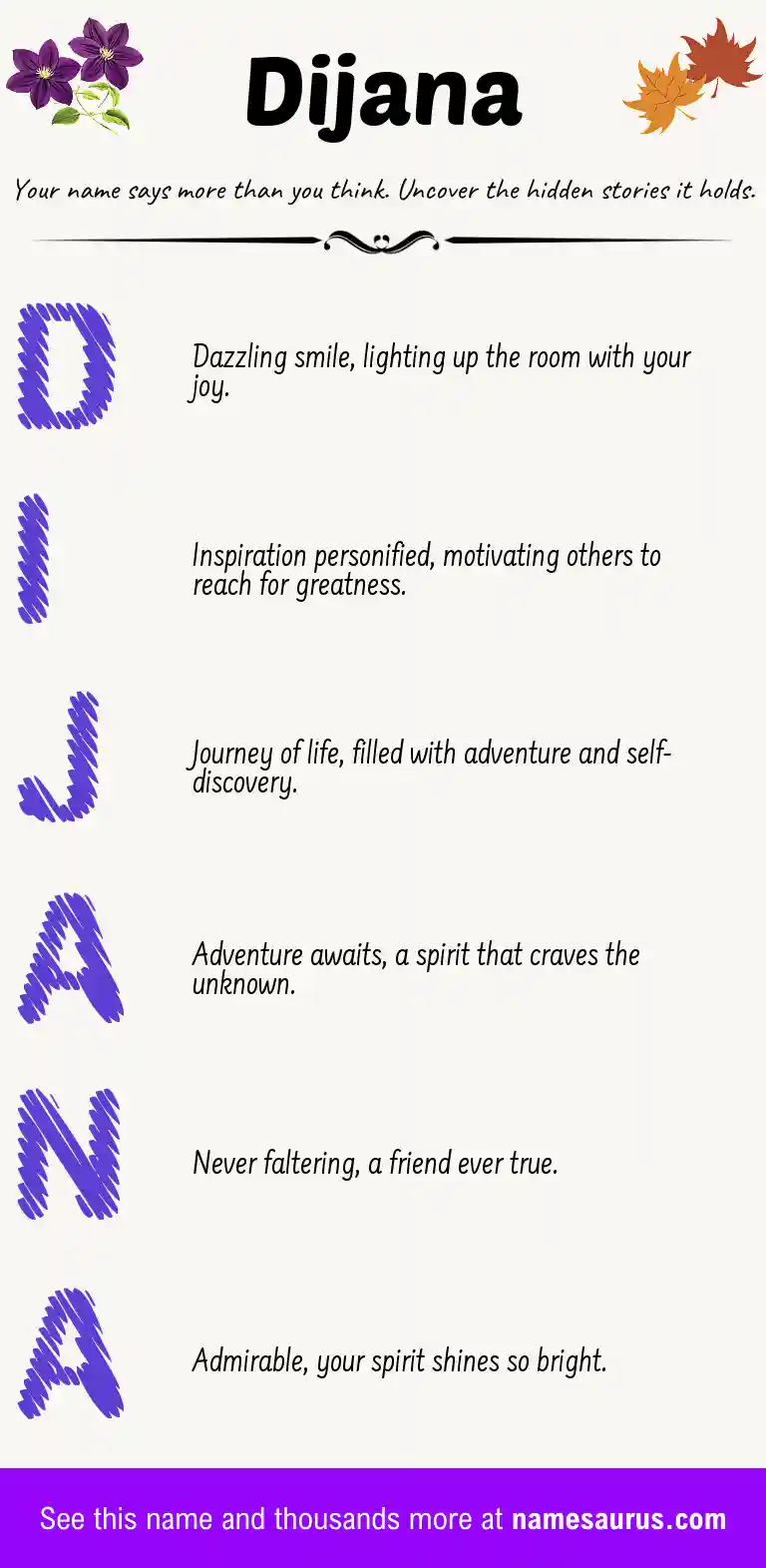 Acrostic poem about Dijana.
