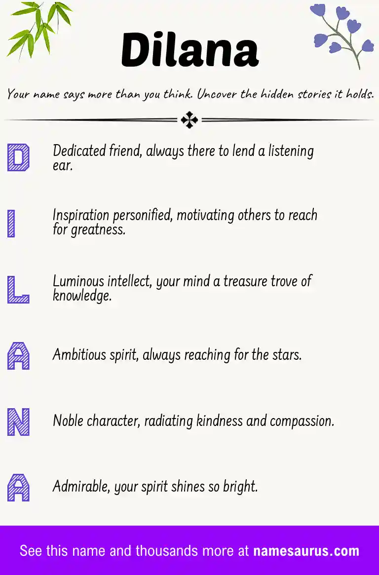 Acrostic poem about Dilana.