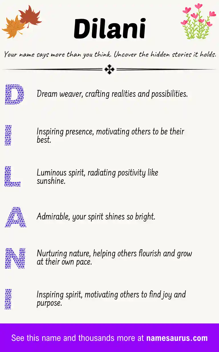 Acrostic poem about Dilani.