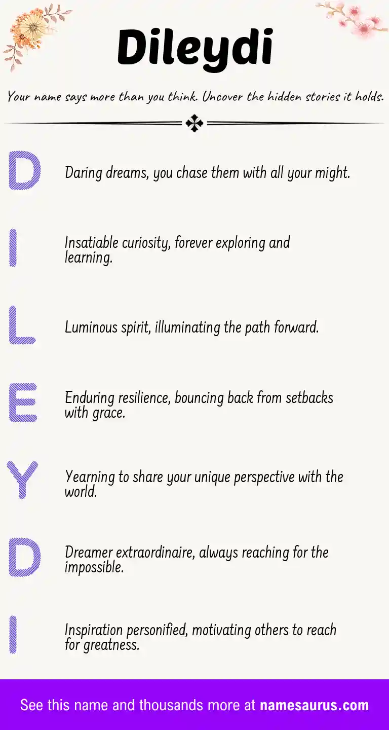 Acrostic poem about Dileydi.