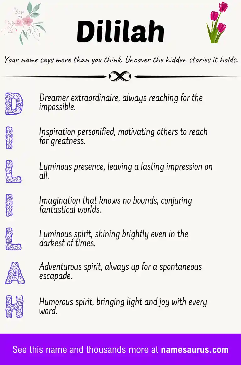 Acrostic poem about Dililah.