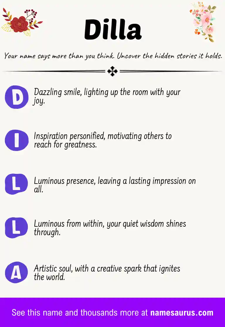 Acrostic poem about Dilla.
