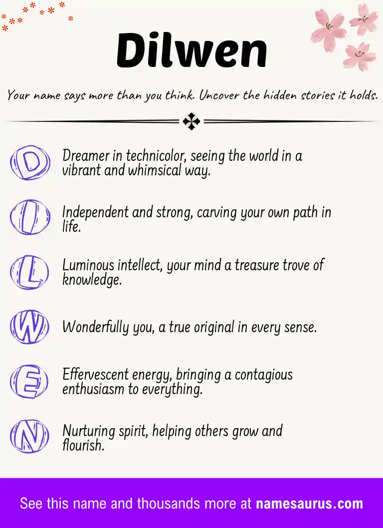 Acrostic poem about Dilwen.