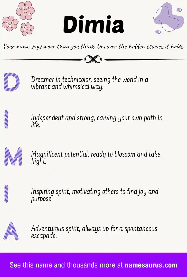 Acrostic poem about Dimia.