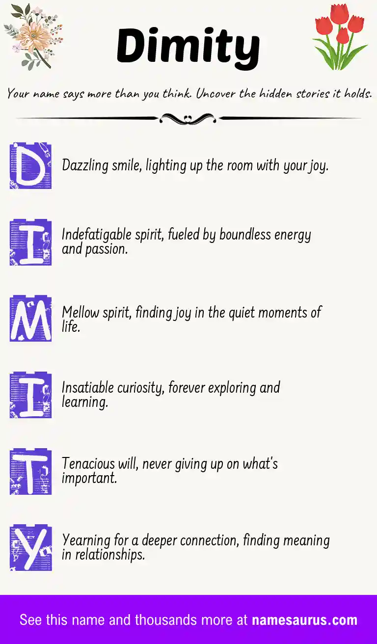 Acrostic poem about Dimity.