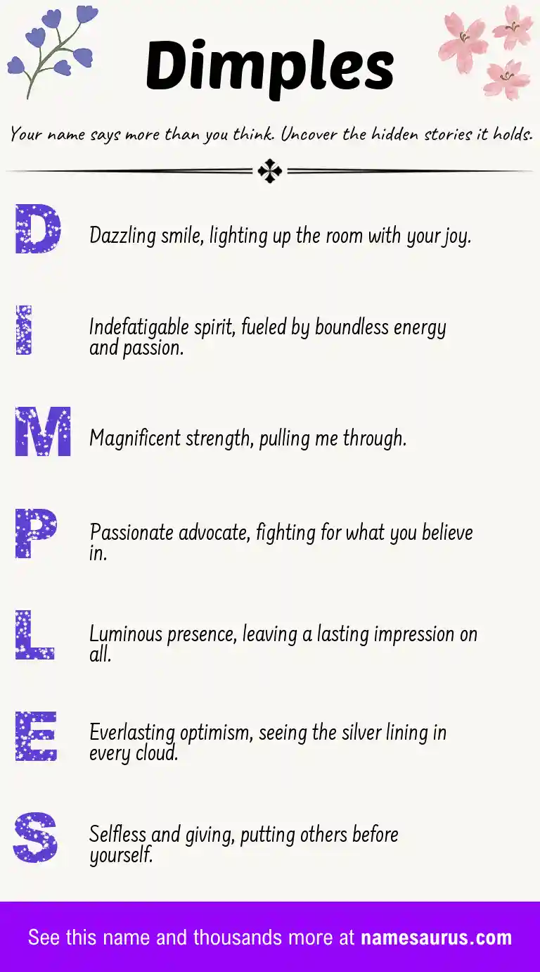 Acrostic poem about Dimples.