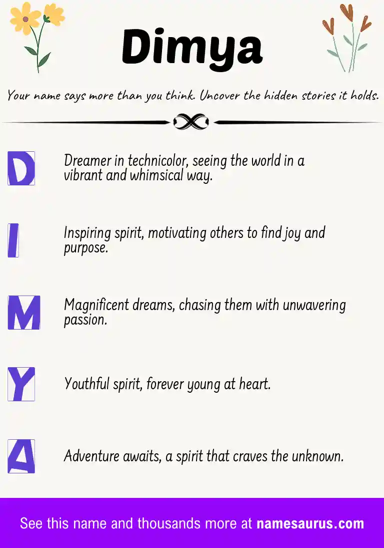 Acrostic poem about Dimya.