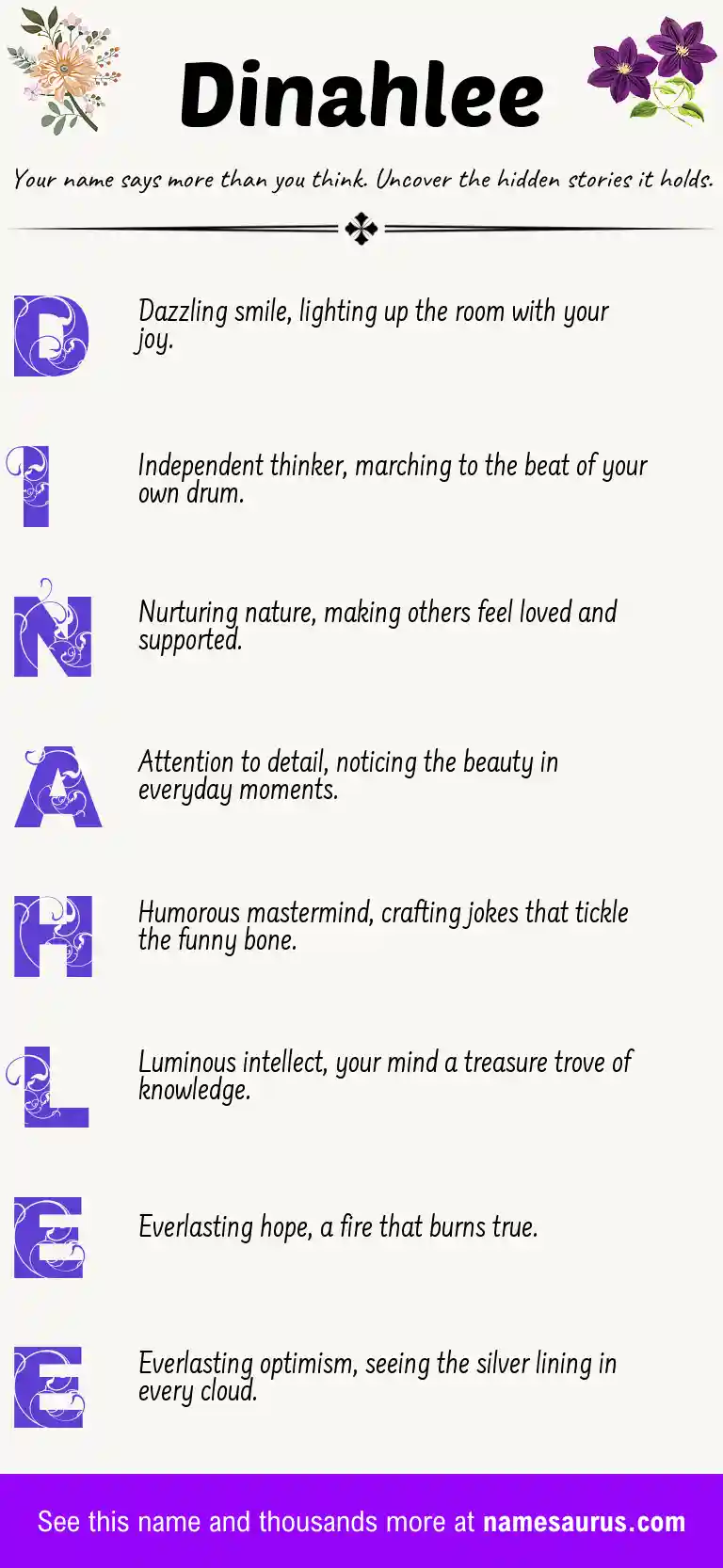 Acrostic poem about Dinahlee.
