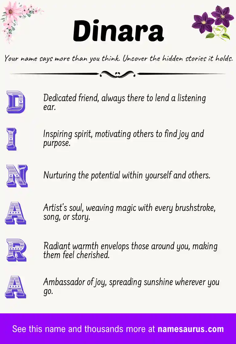 Acrostic poem about Dinara.