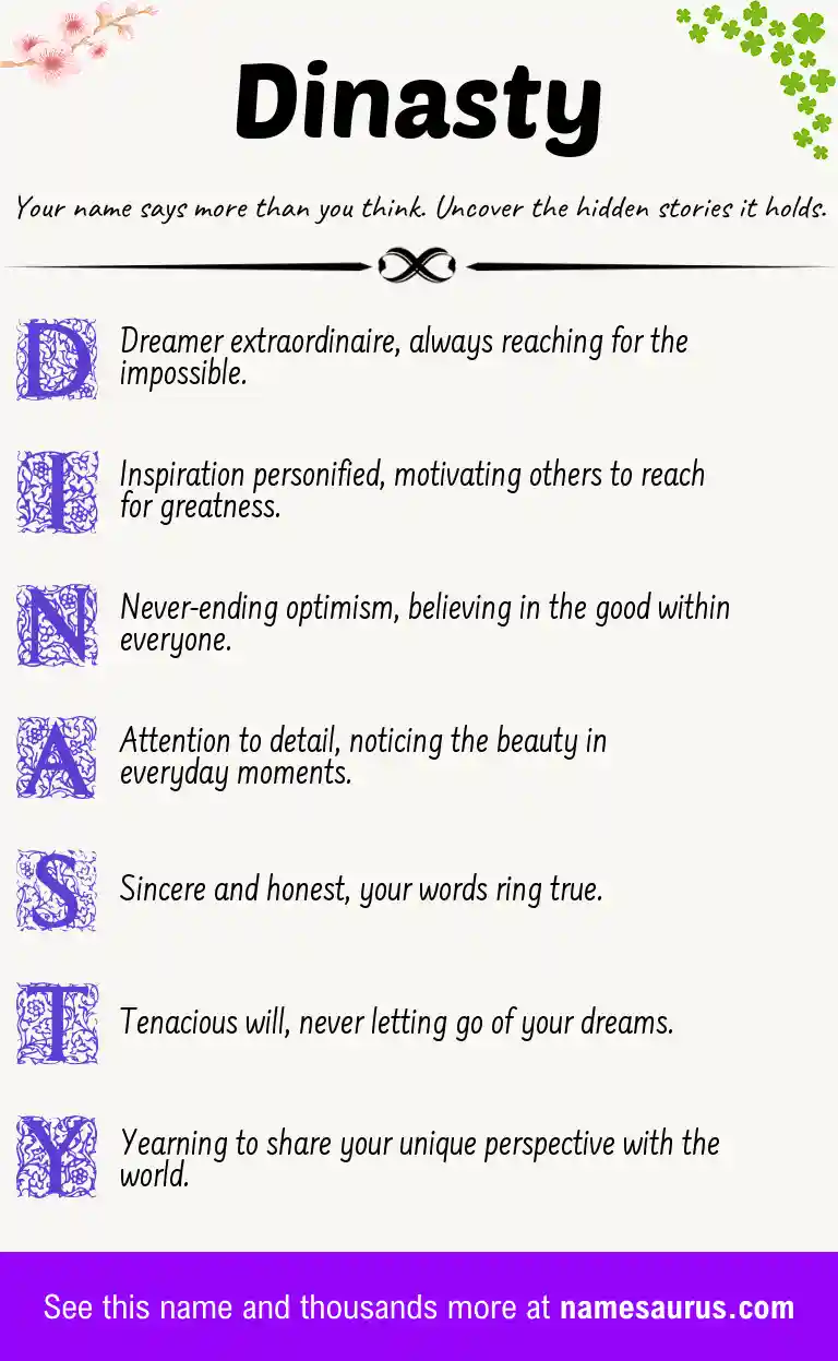 Acrostic poem about Dinasty.