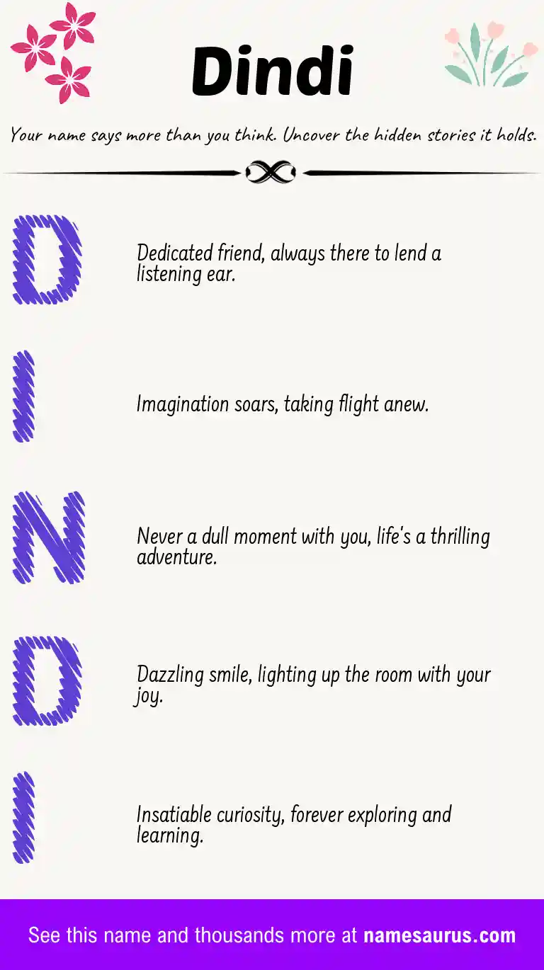 Acrostic poem about Dindi.