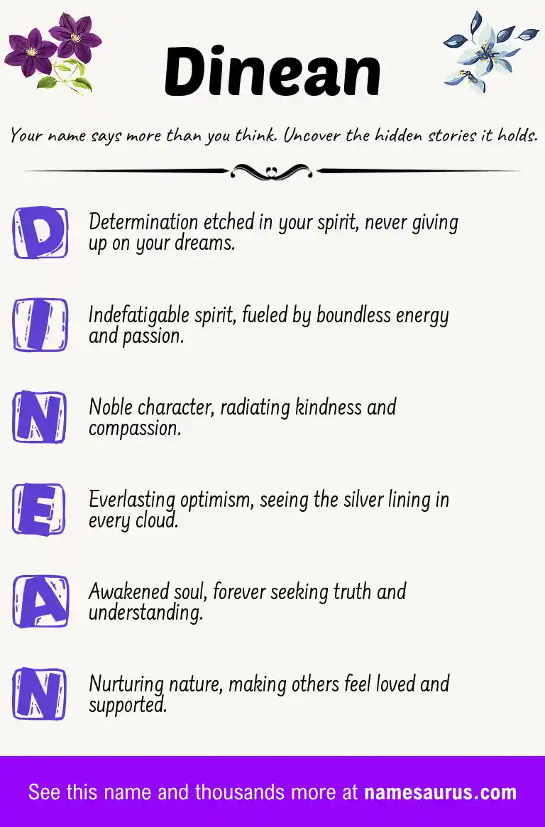 Acrostic poem about Dinean.