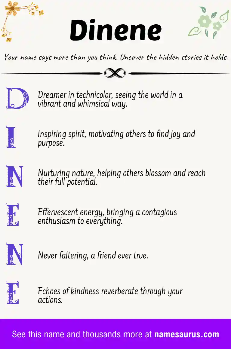 Acrostic poem about Dinene.