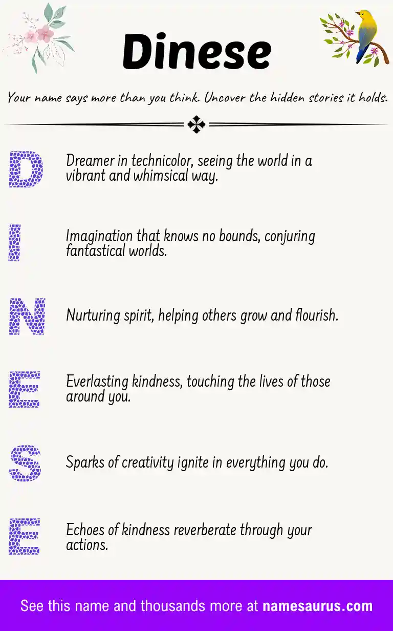 Acrostic poem about Dinese.