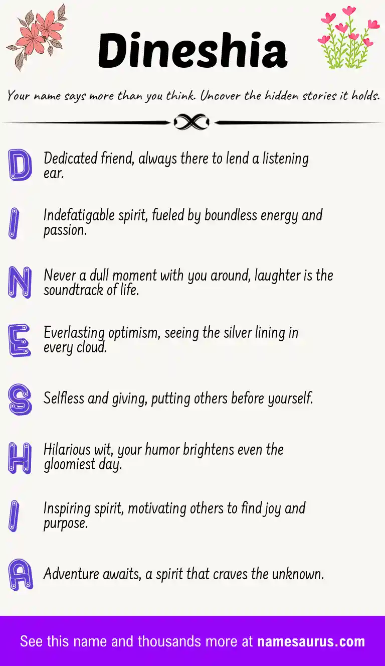 Acrostic poem about Dineshia.